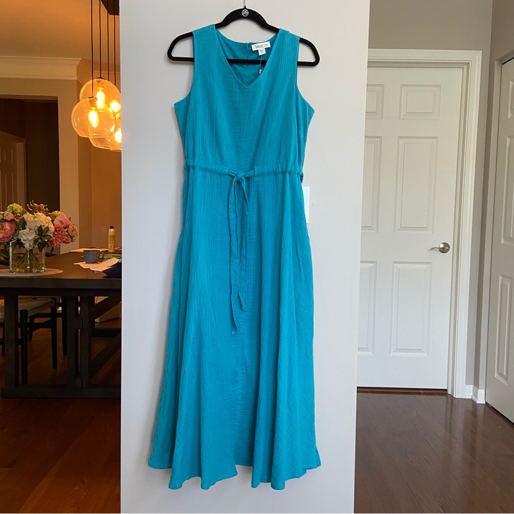 Coldwater‎ Creek Teal Blue Sleeveless V-Neck Sundress, Size M